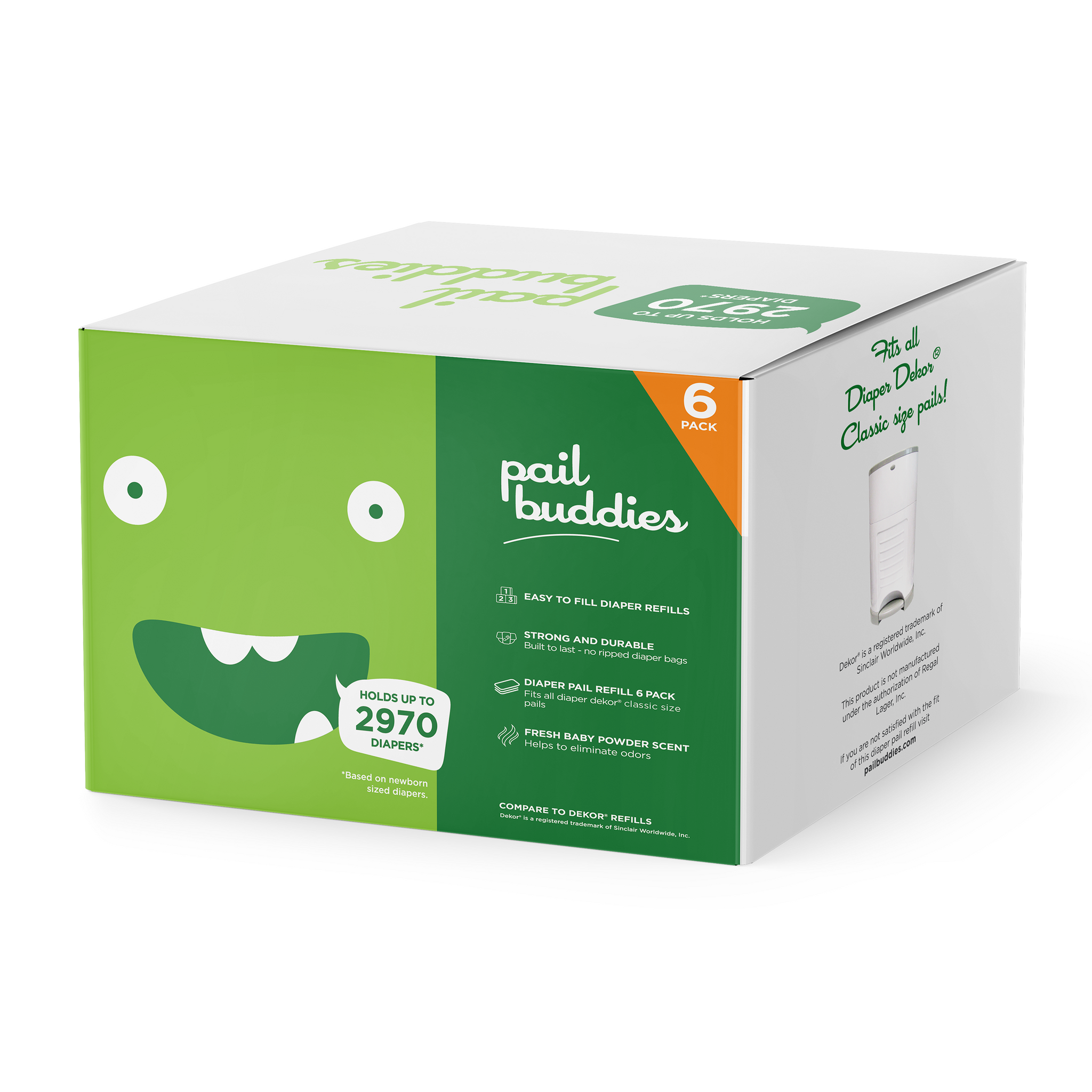 BestLink 5 Pack Refills Compatible With DEKOR CLASSIC Diaper Pails 20 Extra Length Diaper Pail Refill Bags Liners Holds 2970 Diapers Ultimate Odor Control